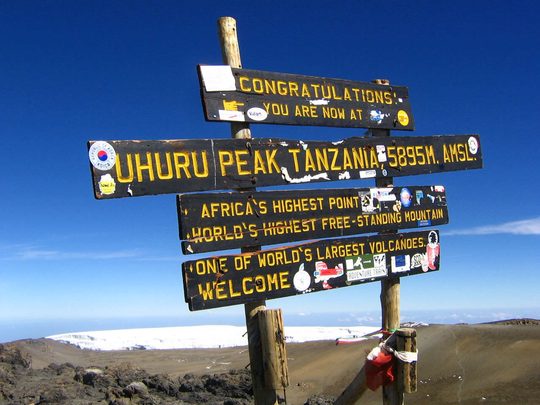 A sign post with many different signs on it